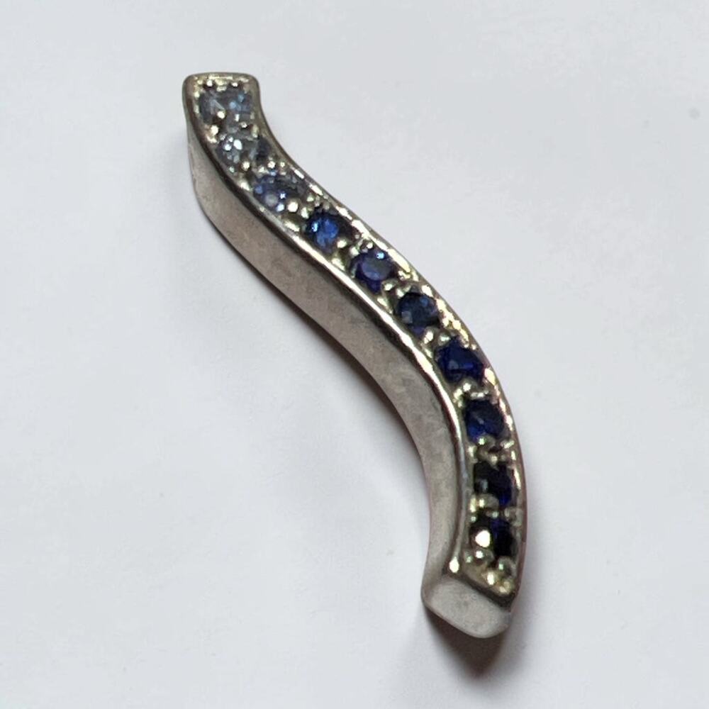 Vintage UTC 925 Sterling Silver Blue Sapphire Ombre Wave Slide Pendant